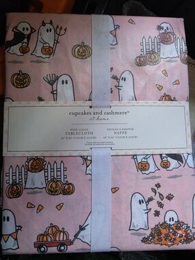 cupcakes and cashmere Pink Ghosts  Tablecloth